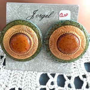 Jorgel 1980s Vintage Acrylic earrings, still on original card, clip on